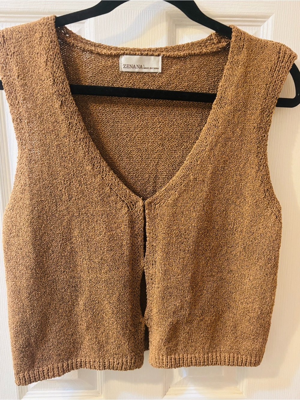 ZENANA Knit Button-Front Vest in Warm Brown